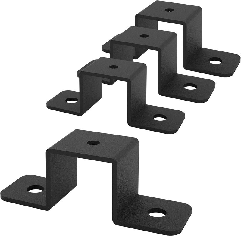 Wpbhk 4Pcs Square Tube Strap Clamp, 1" x 1" Strap Post Ties, Black Deck Fence Post Tie Bracket, Square Tube Buckle, U-Shaped Pipe Clamp Bracket - Image 1